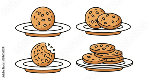Oat Cookie Plate Line art creative abstract vector