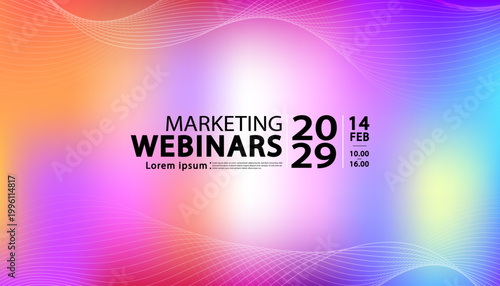 Abstract vibrant holographic gradient background for marketing webinar and digital technology seminar presentation banner with professional creative layout