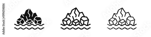 Arctic Iceberg Floating in Water Icon Set