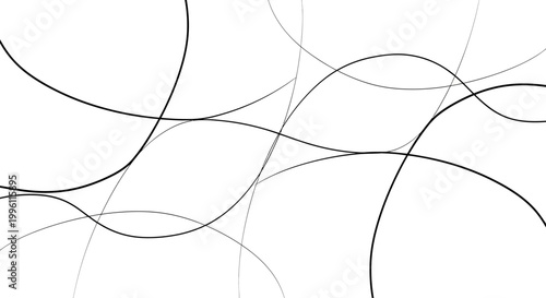 Abstract black lines create a modern flowing pattern on a white background.