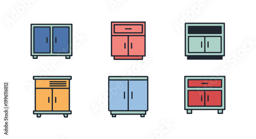 Multi purpose Cabinet Line art minimal abstract illustration vector