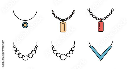 necklaces Line art vector set minimal abstract color shapes