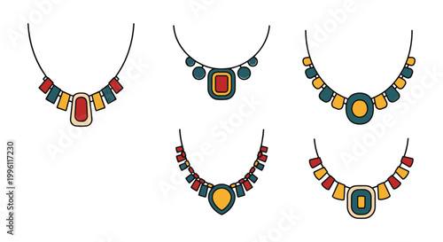 necklaces Line art vector set minimal modern abstract