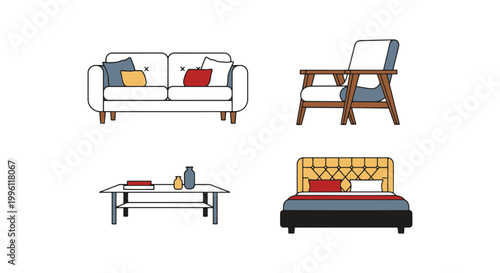 Luxury Furniture Line art abstract shape design vector