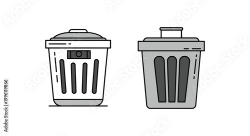 Motion Sensor Trash Can Line minimal abstract decorative illustration