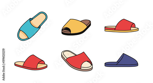 Luxury Slippers Line art creative colorful pattern illustration
