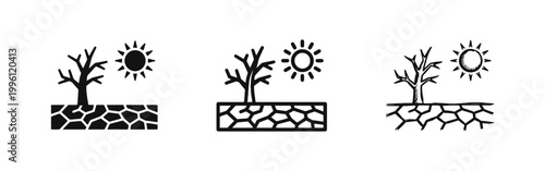 Drought and Global Warming Environmental Icon Set