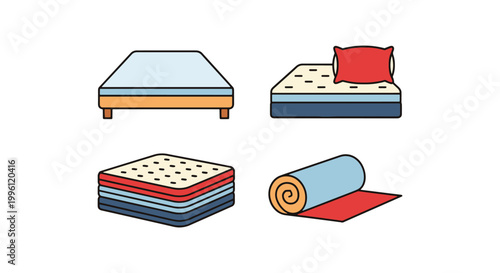 Mattress Line art vector set creative pattern abstract