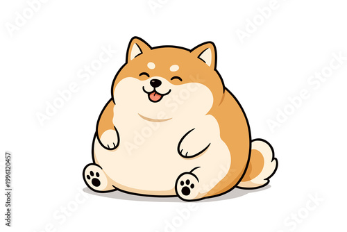 vector cartoon cute fat dog