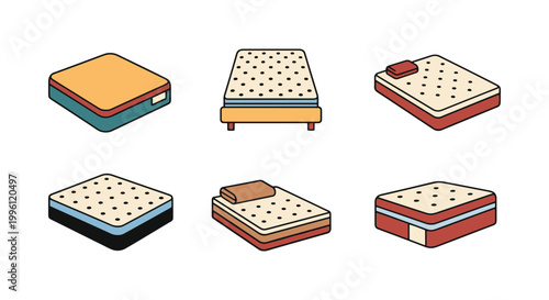 Mattress Line art vector set simple abstract clean