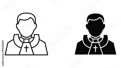 Two priest icons in black and white on a clean background