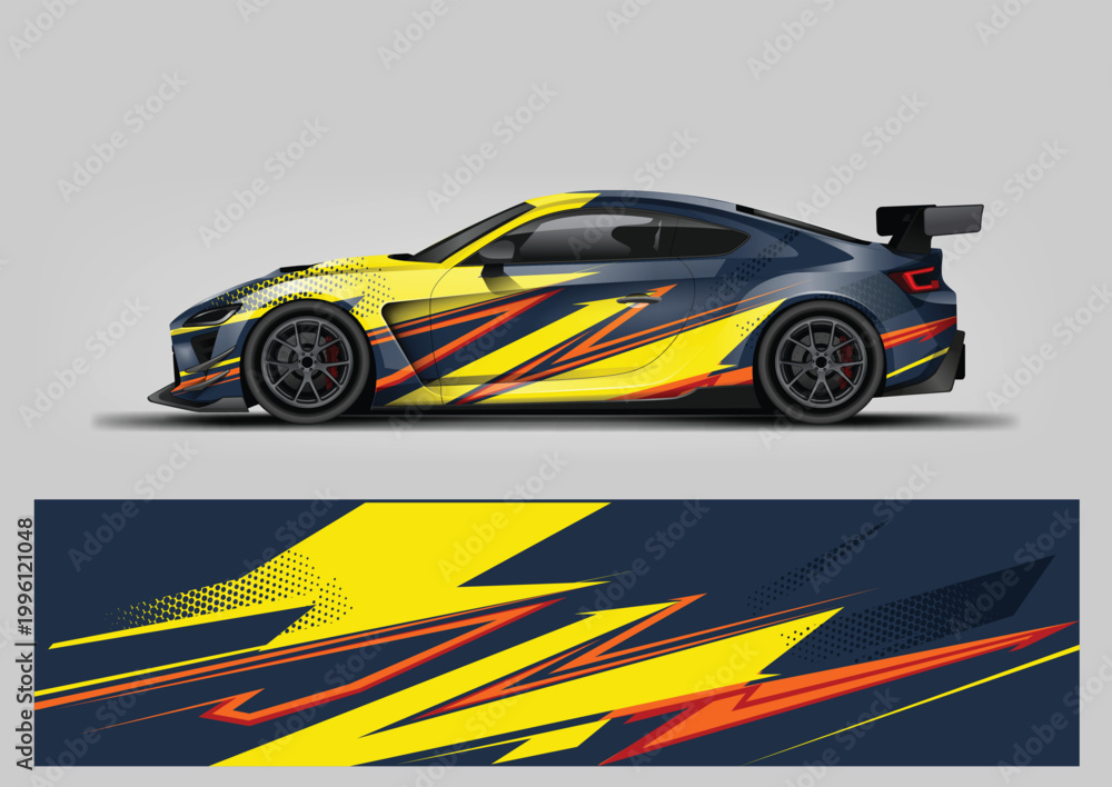 Fototapeta premium abstract stripe racing car wrap design. Vector wrap template for vehicle graphics.