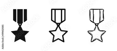 Military Medal and Honor Award Icon Set