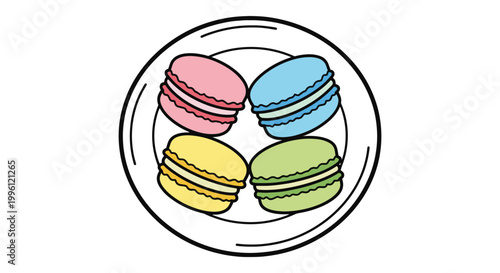 Macaroon Plate Line art vector abstract simple creative illustration