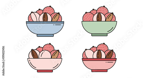 Lychee Bowl Line art vector modern minimal shapes