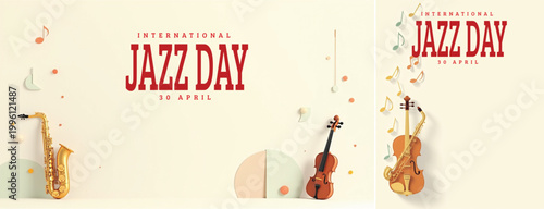 Elegant international jazz background, international jazz day background for social media, website template