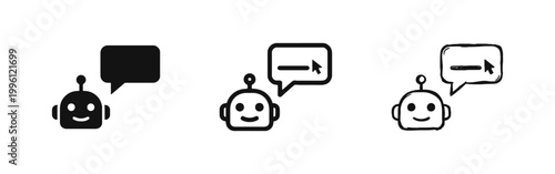 AI Chatbot and Virtual Assistant Communication Icon Set