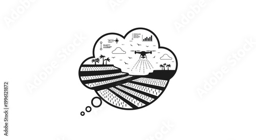Black and white cloud illustration.