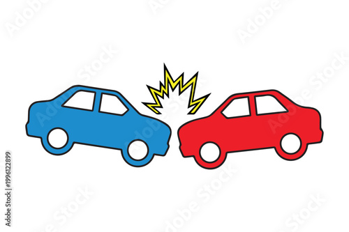 Car accident vector illustration with blue and red vehicles