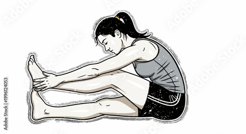 Young woman stretching legs in seated forward bend yoga pose