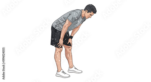 Man catching breath after workout