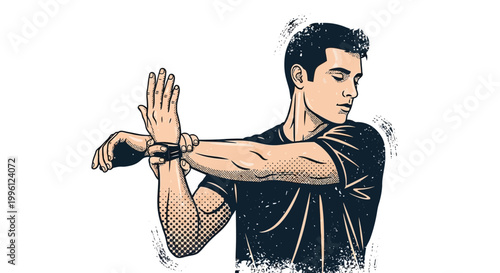 Man checking smartwatch during exercise, illustration