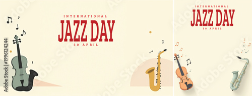 Elegant international jazz background, international jazz day background for social media, website template