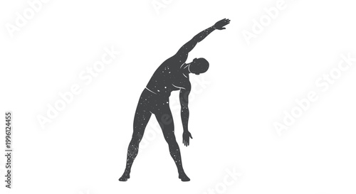 Silhouette of person stretching side bend, fitness and wellness concept