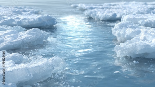 Arctic Ice Floes on Calm Water Surface