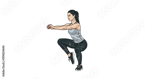 Woman performing a single leg squat exercise