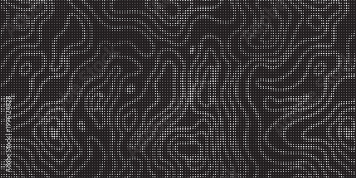 Dark Digital Matrix Background With Pixel Grid and Glowing Data Dots for Technology Designs