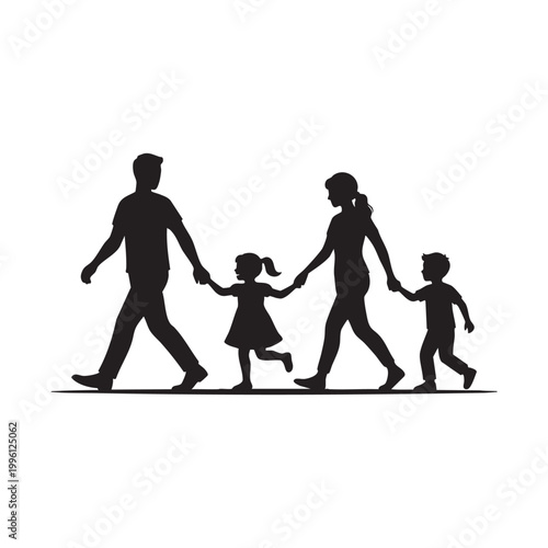 Family Walking Together Vector