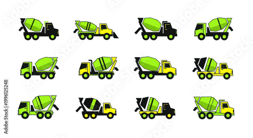 Cement Mixer Trucks Collection: Various Colors and Angles