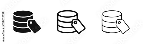 Data Monetization Icon Set with Database and Price Tag