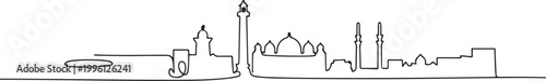 Foto One single line drawing of Alexandria city skyline, Egypt