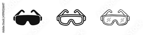 Protective Safety Goggles Icon Set for Industrial and Lab Work