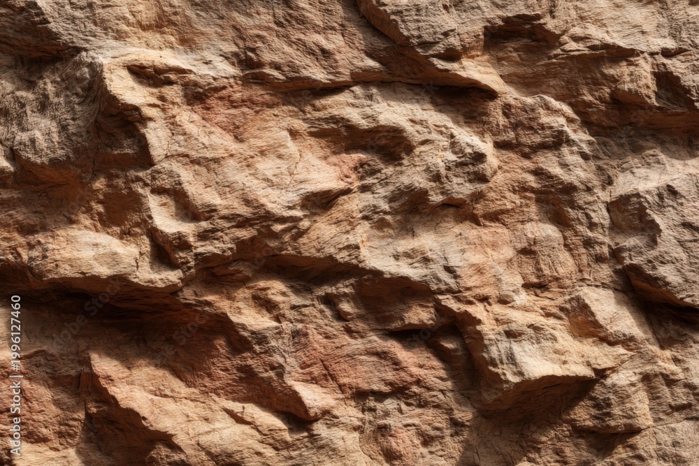 Obraz premium Seamless Rugged Rock Surface Texture Natural Sedimentary Stone Tan Brown Geological Background