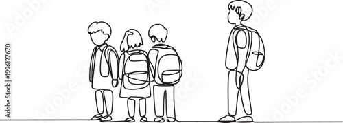 Continuous one line design of bullying in school. Minimalist style vector illustration. one line Icon drawing