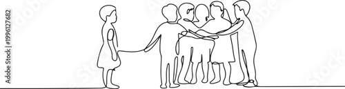 Continuous one line design of bullying in school. Minimalist style vector illustration. one line Icon drawing