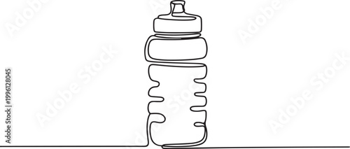 Continuous one line drawing of Water bottle mockup. Single line drawing illustration of Gym water container. one line Icon drawing