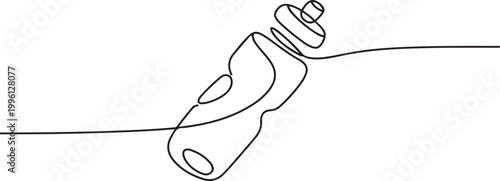 Continuous one line drawing of Water bottle mockup. Single line drawing illustration of Gym water container. one line Icon drawing