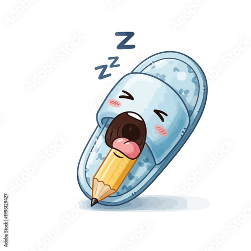 Funny Sleeping Slipper with Pencil in Mouth