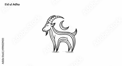 Eid ul Adha illustration with a goat and crescent moon, symbolizing sacrifice and Islamic traditions