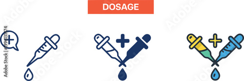 Three of droppers with liquid and plus signs pipette