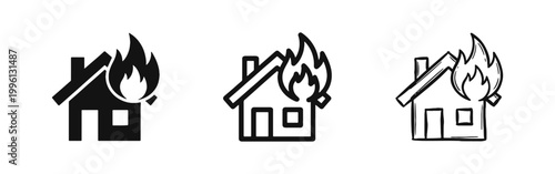 House on Fire Icon for Emergency and Property Insurance