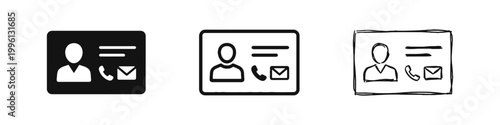 Personal ID Card or Business Card with Contact Icons