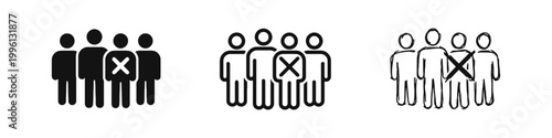 Human Resource Exclusion or Unemployment Concept Icon Set