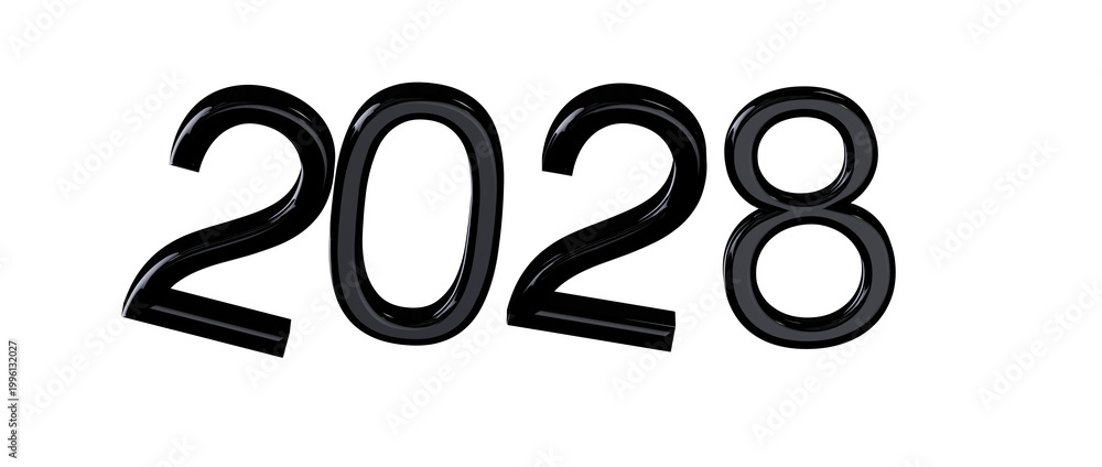Obraz premium Stylish 2028 text design in black color, ideal for new year and future-themed projects.