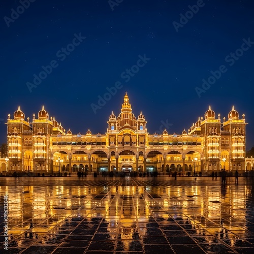 Mysore Palace Illuminated at Night in Karnataka India