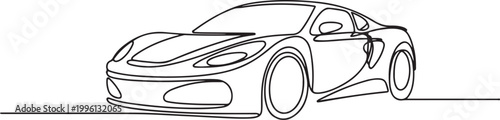 Modern city car continuous one line drawing. Sports car single line art illustration. Editable vector. one line Icon drawing